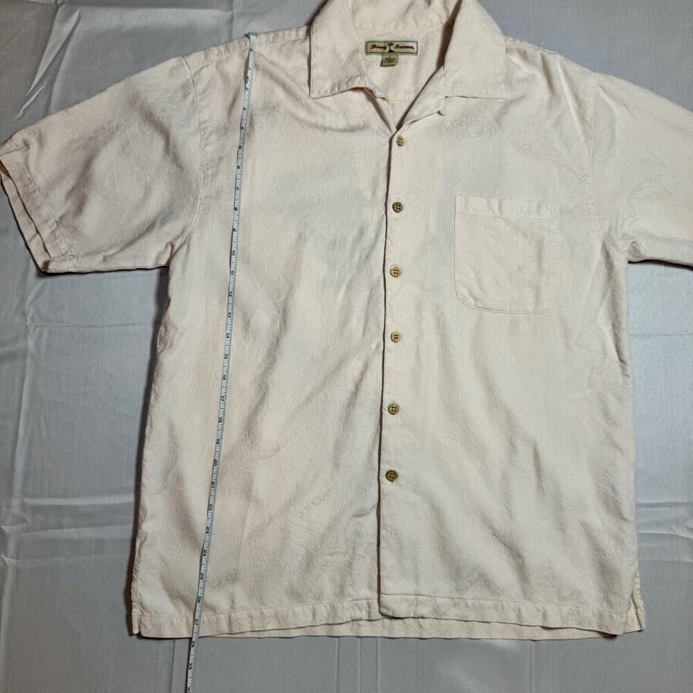 Tommy Bahama Camp Shirt Ivory Silk Men's Large 90s Western Y2K Coastal Resort - Picture 7 of 13